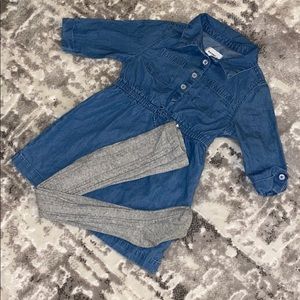 🎀😻 girls cute denim dress & Grey tights combo🎀